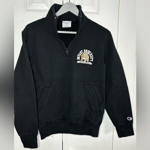Champion Black Zip Up Sweater with Bryant University Logo